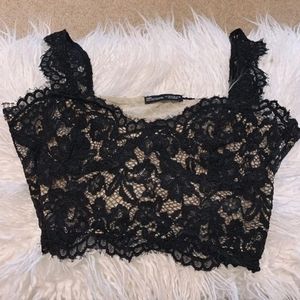 Black lace crop top